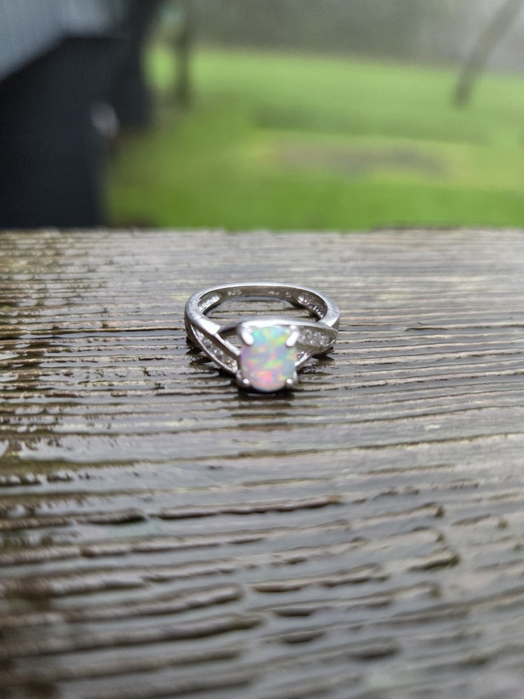 Sterling Silver Opal Ring 925 Size 5