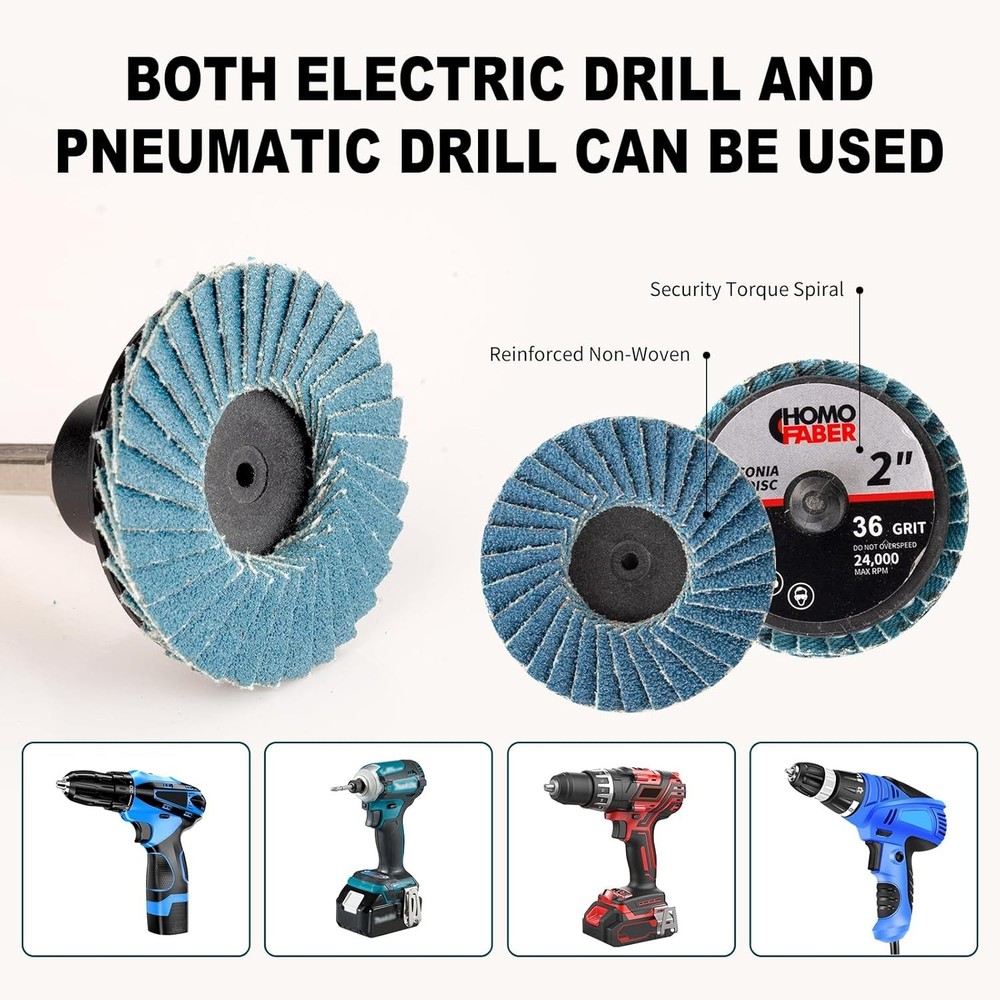 50 PCS 2" Grit Roll Lock Sanding Discs – Complete Set with Quick-Change Holders