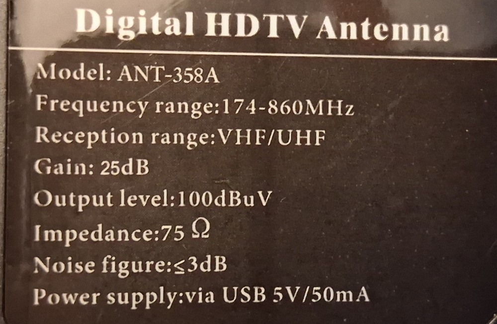 Digital HDTV Antenna (Black and Silver)