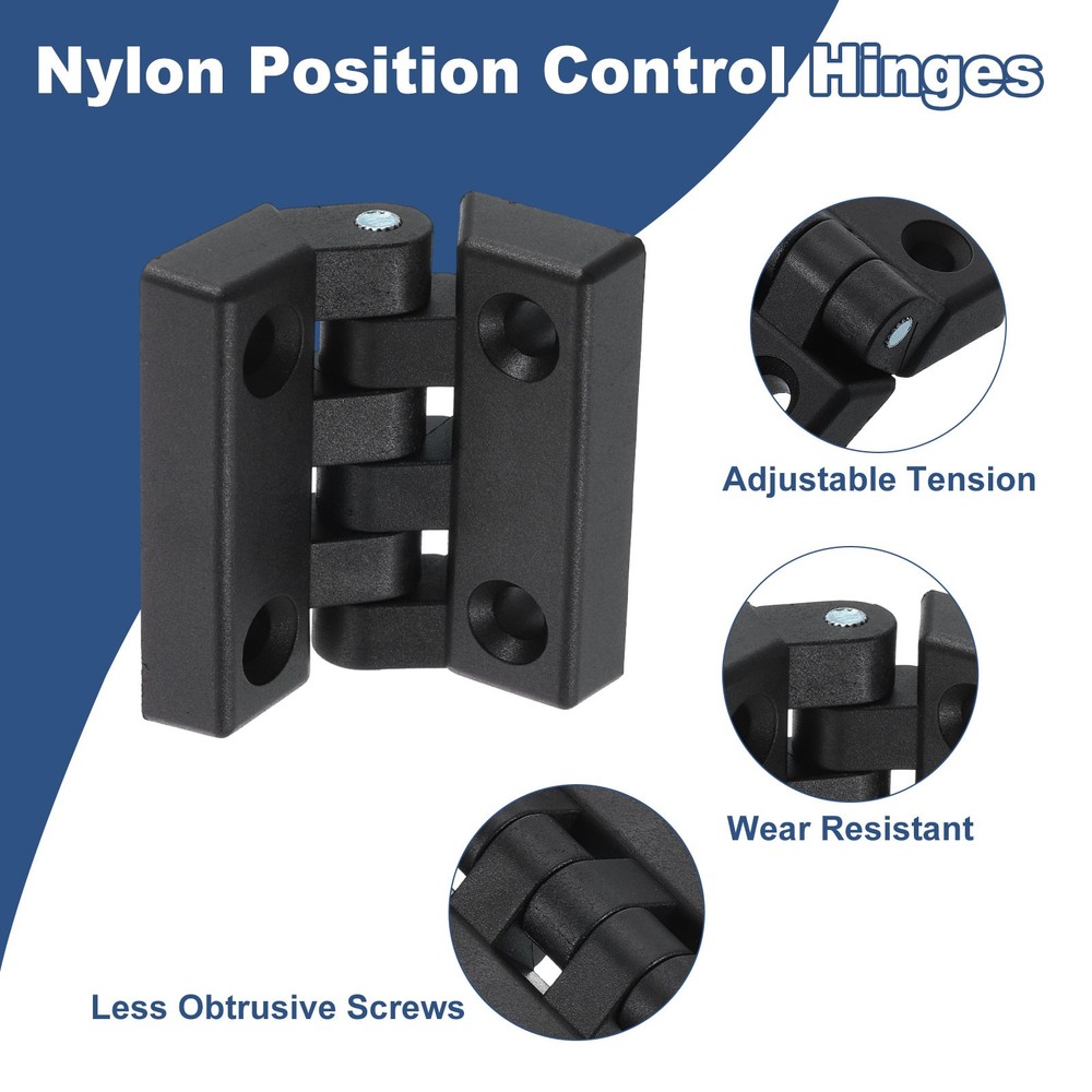 2Pcs Torque Hinge, 65x65x13mm Nylon Adjustable Position Control Hinge (7mm Hole)