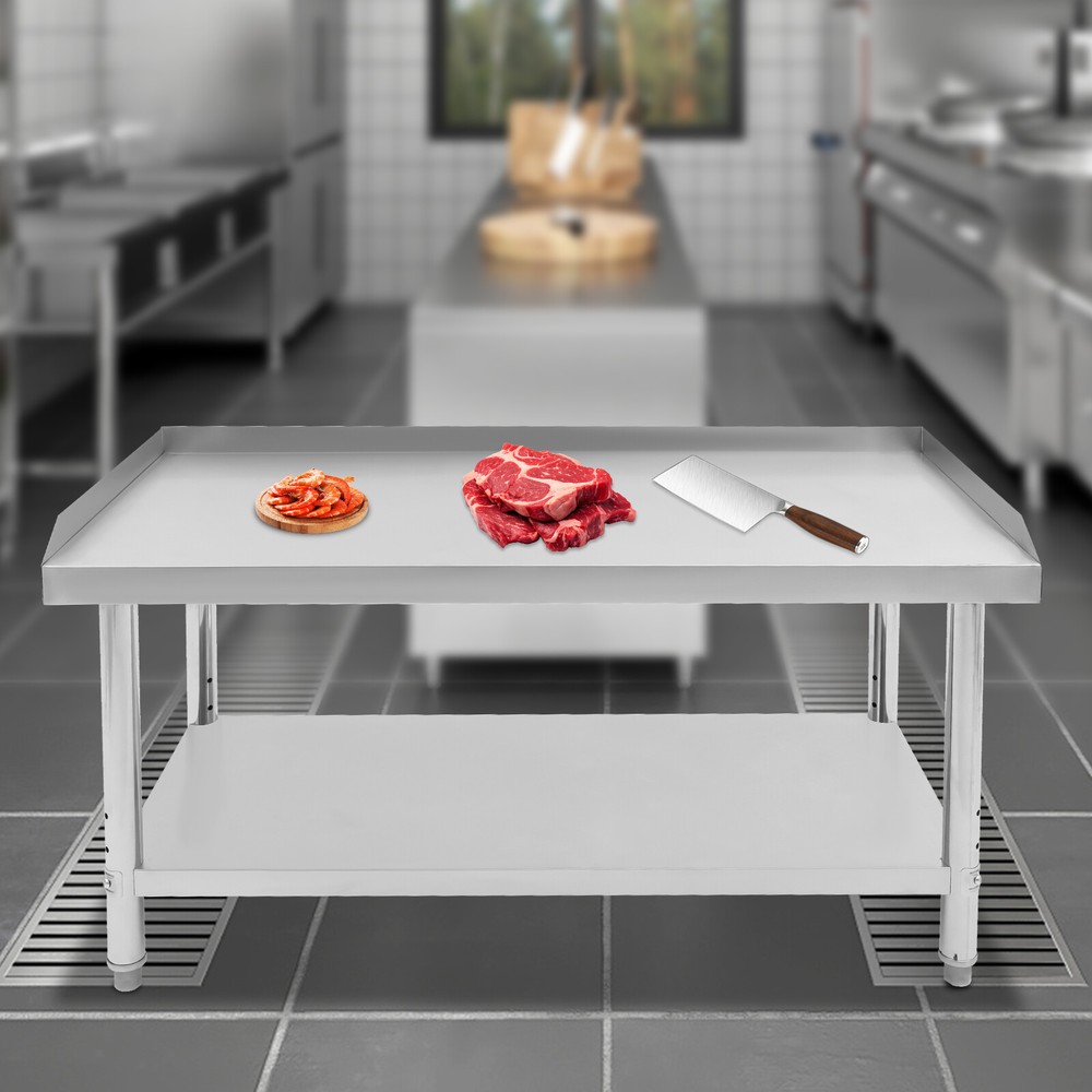 48*24*35-36" Adjustable Commercial Work Table With Backsplash Silver Work Table