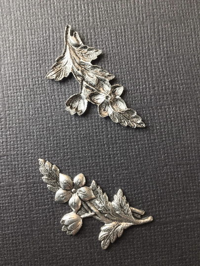 30924 - 2 Pc Victorian Floral Spray Jewelry Finding Silver Oxidized
