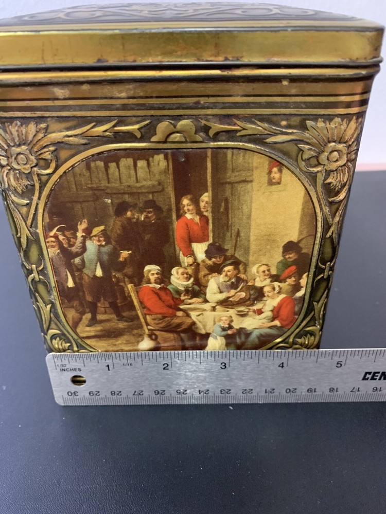 VINTAGE TIN DEMARET CHOCOLATIER CONFECTOR HINGED