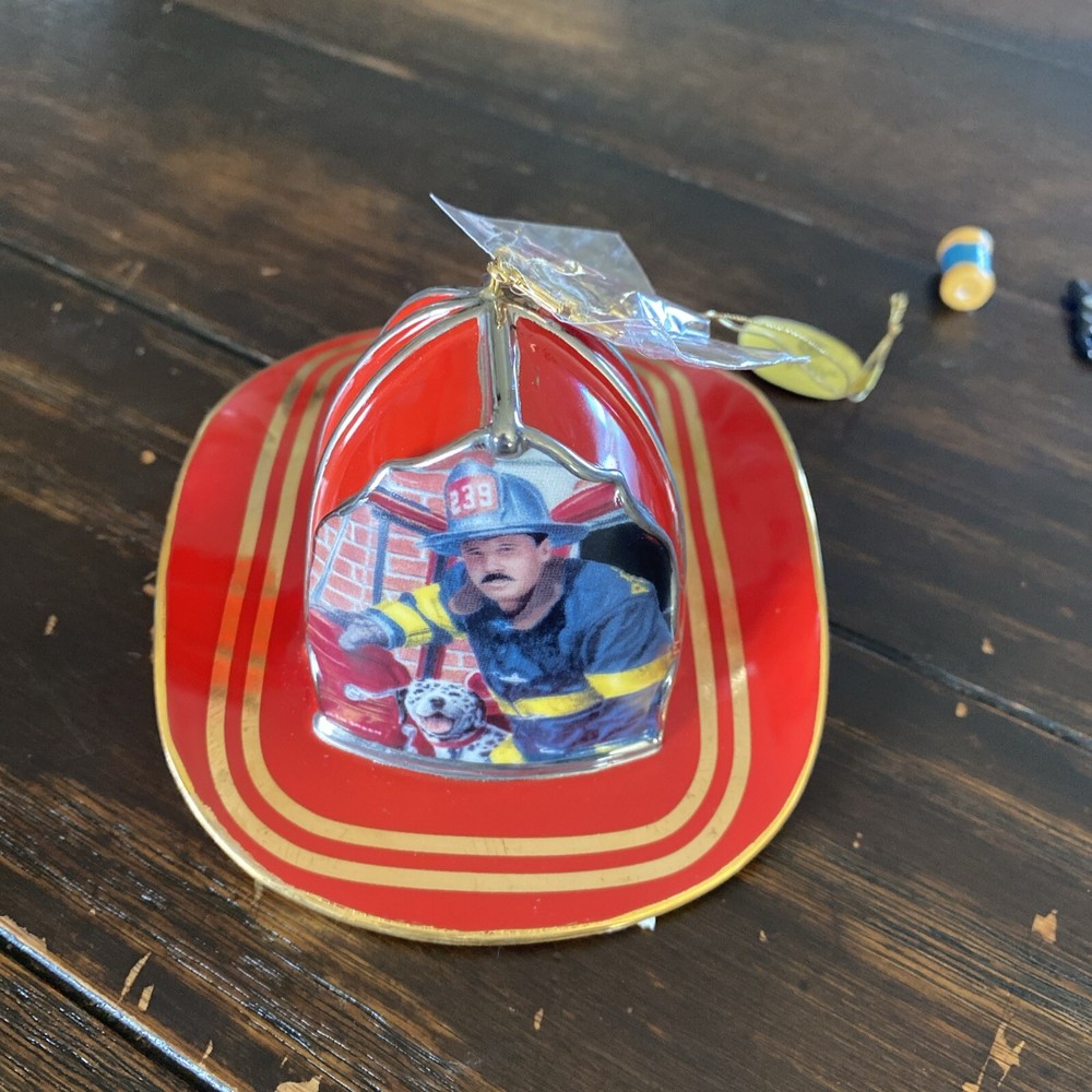 Bradford Exchange Courage Under Fire Red Fireman Helmet KNOWLEDGE Ornament