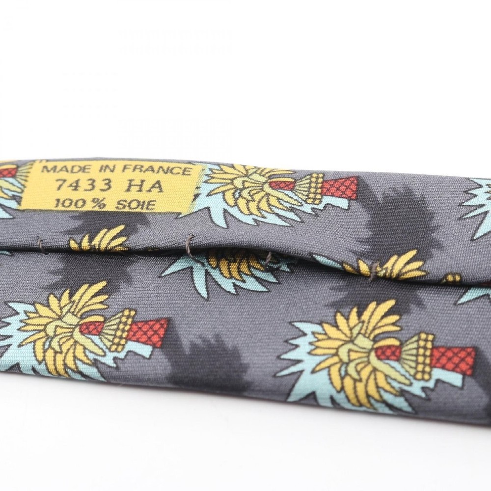 HERMES Tie Apparel Silk Gray Used
