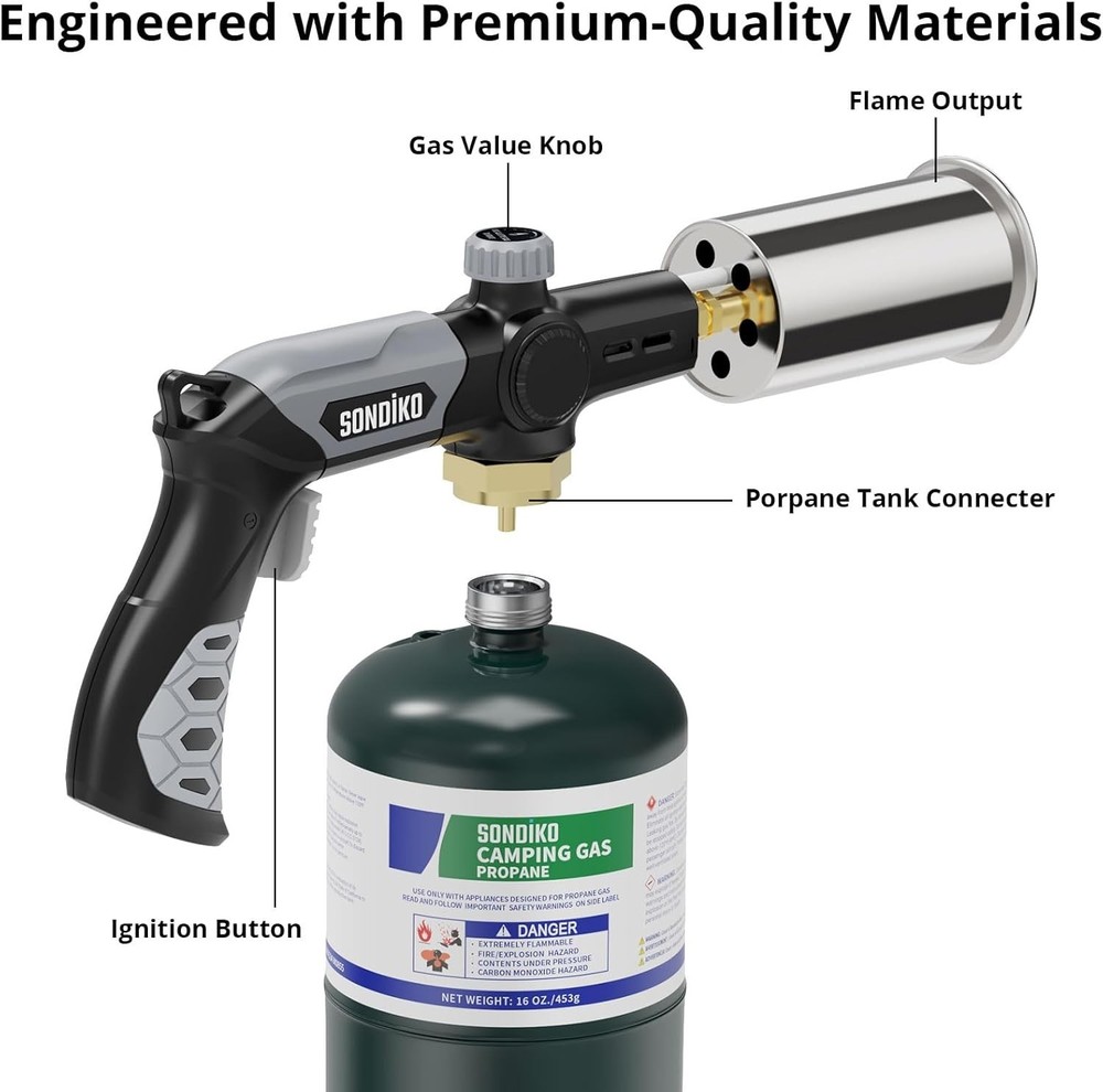 Professional Grilling Torch L8010 - Safety First with Adjustable Flame Control