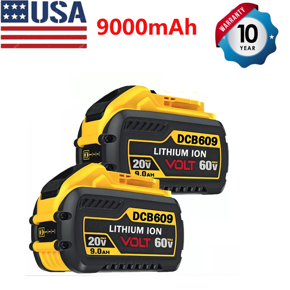 4PC 9Ah 20V/60V MAX Replacement for DEWALT Battery Lithium DCB615 DCB606 Tool