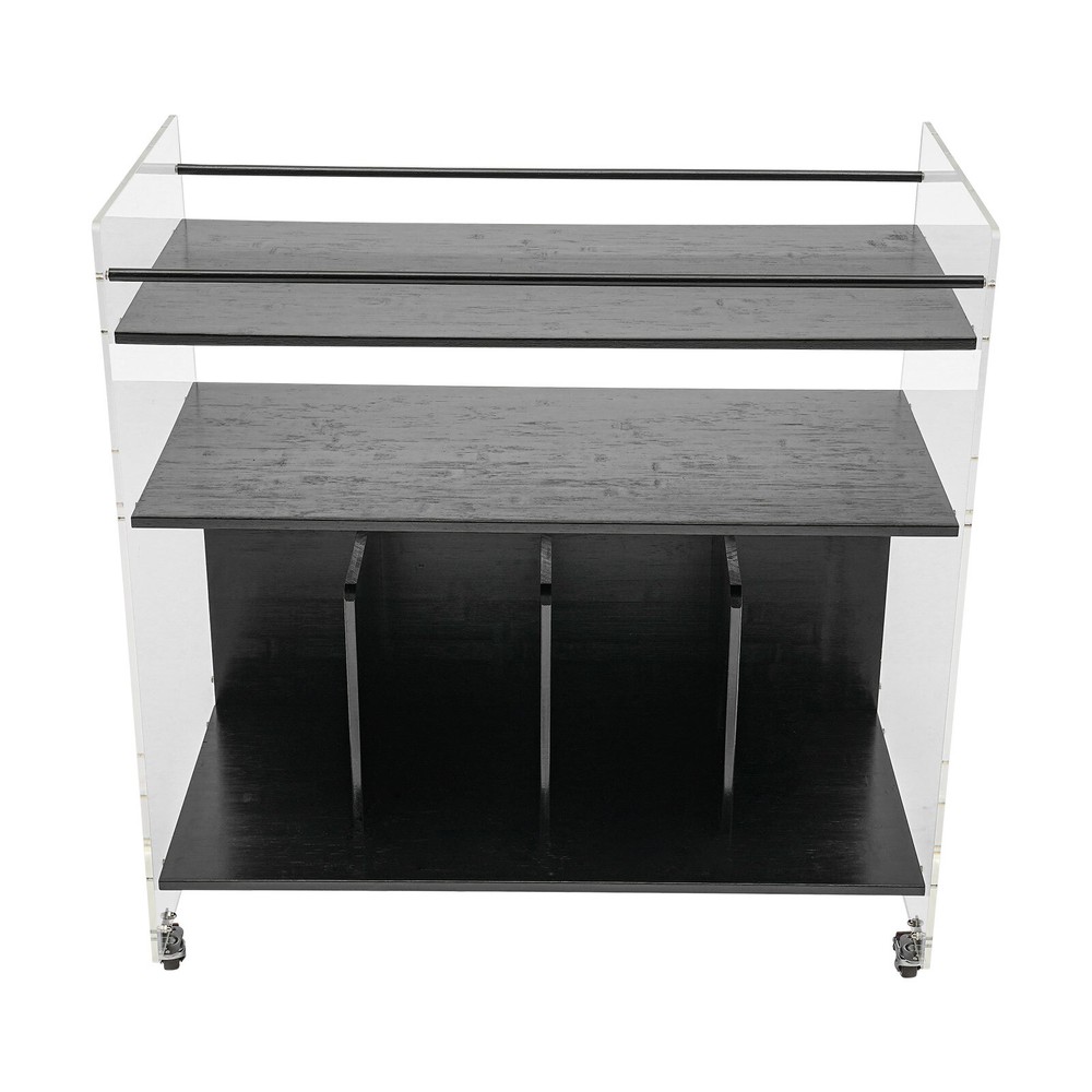 Acrylic End Table,Rectangle Side Table, Bamboo Acrylic Modern End Table