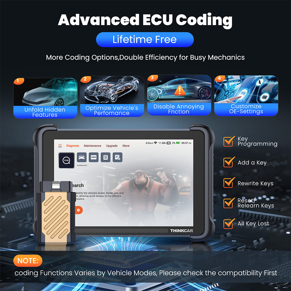 Bidirectional Car Diagnostic Scanner Tool Key Coding ThinkScan 689BT Free Update