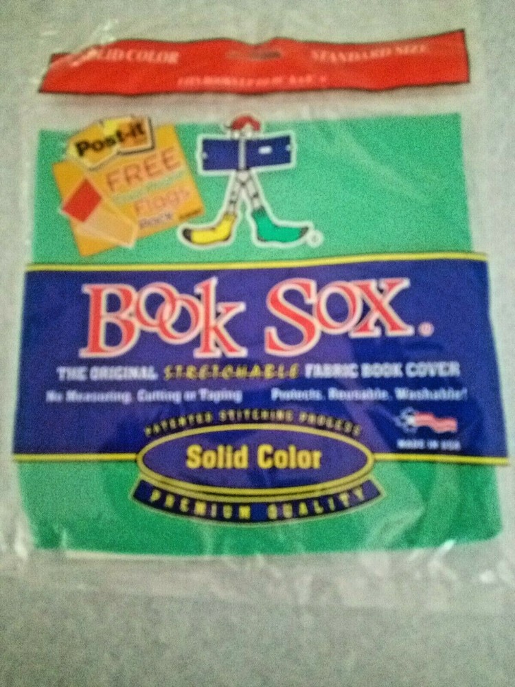 (New) BOOK SOX Original Stretchable Fabric Book Cover STANDARD Size Solid Green