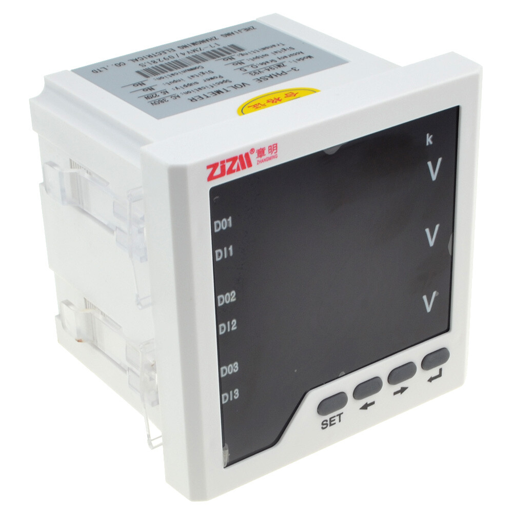 96x96mm Multi-function Three-phase Programmable Electric Power Meter Voltmeter