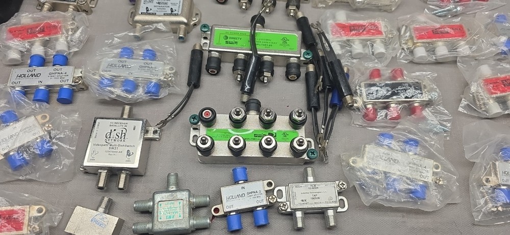 Huge lot cable satellite splitters, adapters, power supplies & more