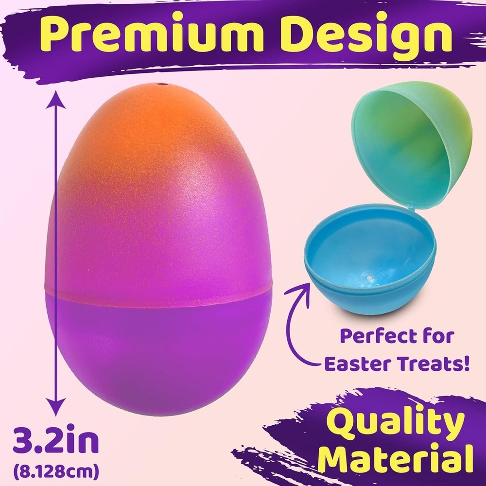 stargo 8 Pack - Plastic Easter Eggs Empty 3.2” Large Plastic Eggs Fillable for