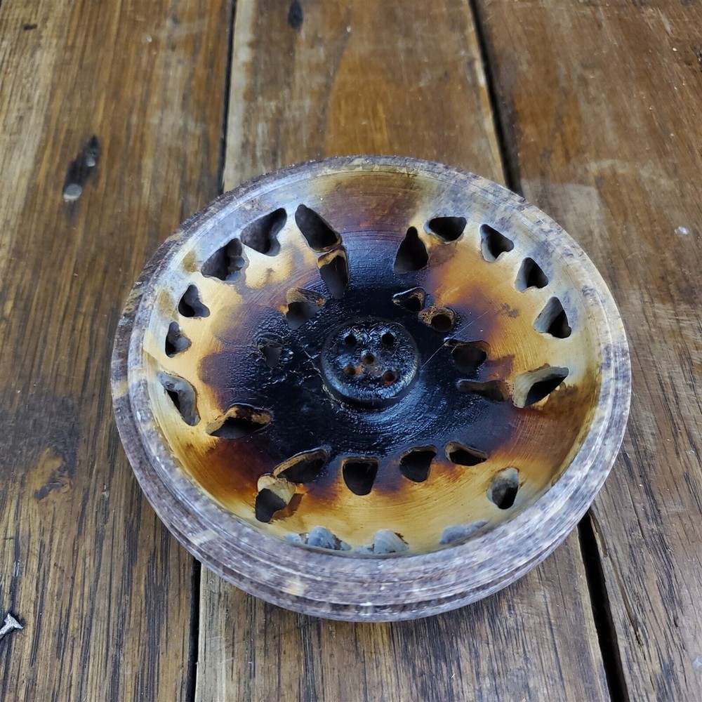 Round Soapstone Incense Burner with Lid