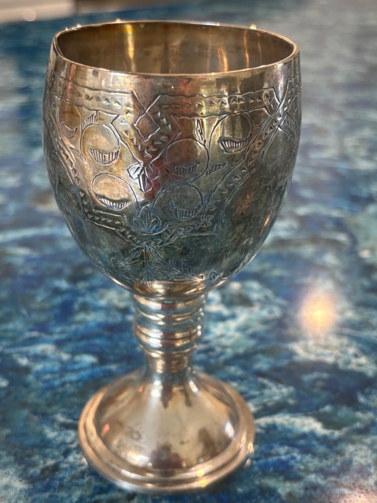 5 silver plated kiddish chalice goblets bar mitzvah