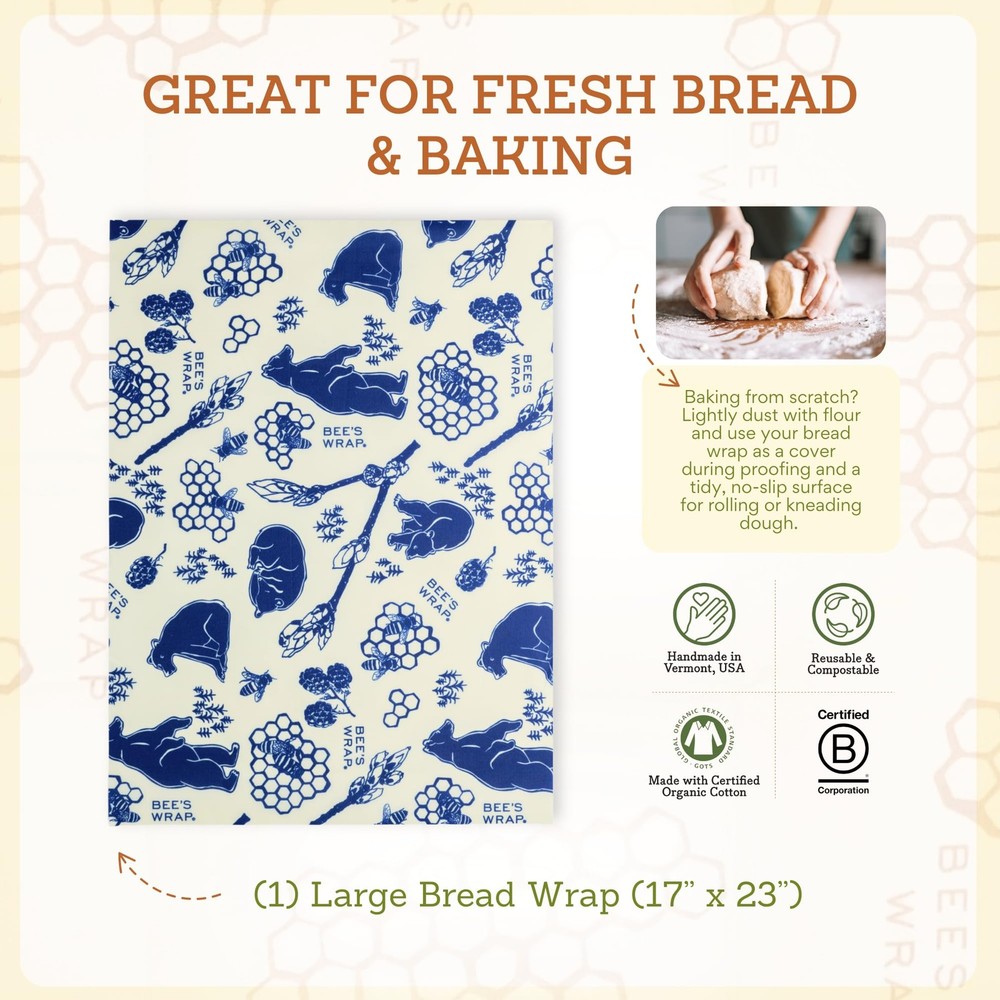 Beeswax Wraps for Bread Beeswax Bread Wrap for Sourdough & Bread Storage Plastic
