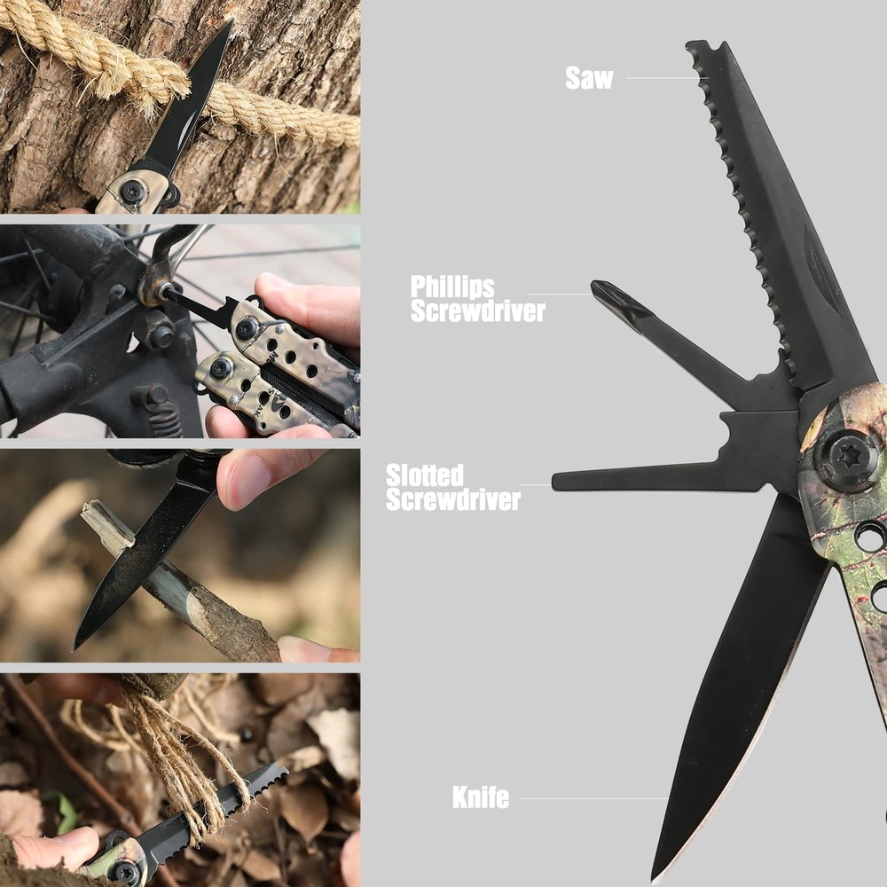 MOSSY OAK 13-in-1 Multi-tool Multi Function Pliers Folding Pocket Tool w/Sheath