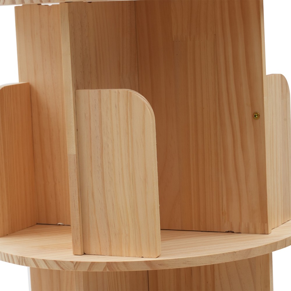 5-Layer Rotating Bookshelf Wood Bookcase Storage Shelf Freestanding Display Rack