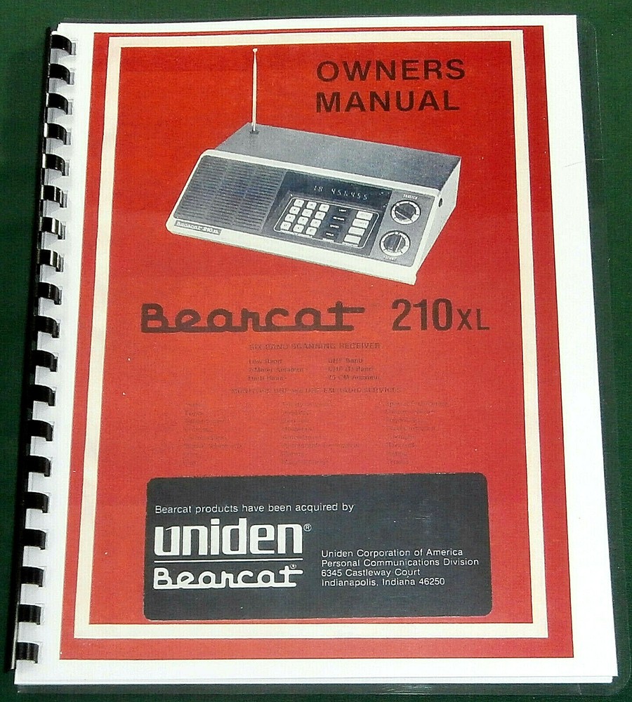 Uniden Bearcat 210XL Instruction Manual: Comb Bound & Protective Covers