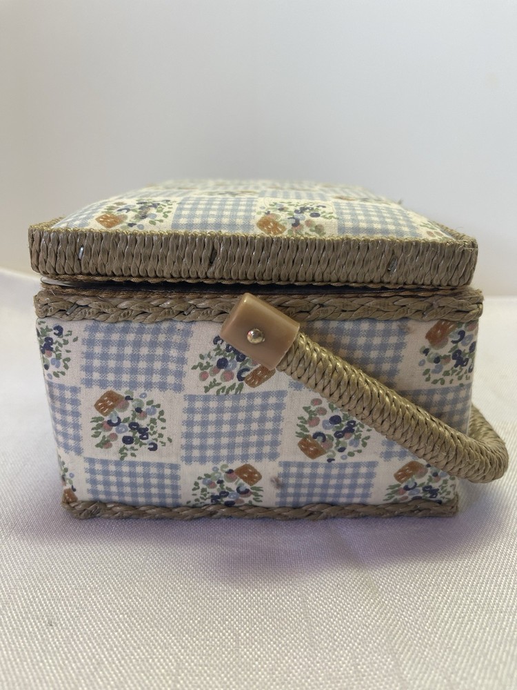 Padded Sewing Box With Plastic Tray. Hook and loop Closure Beautiful Condition