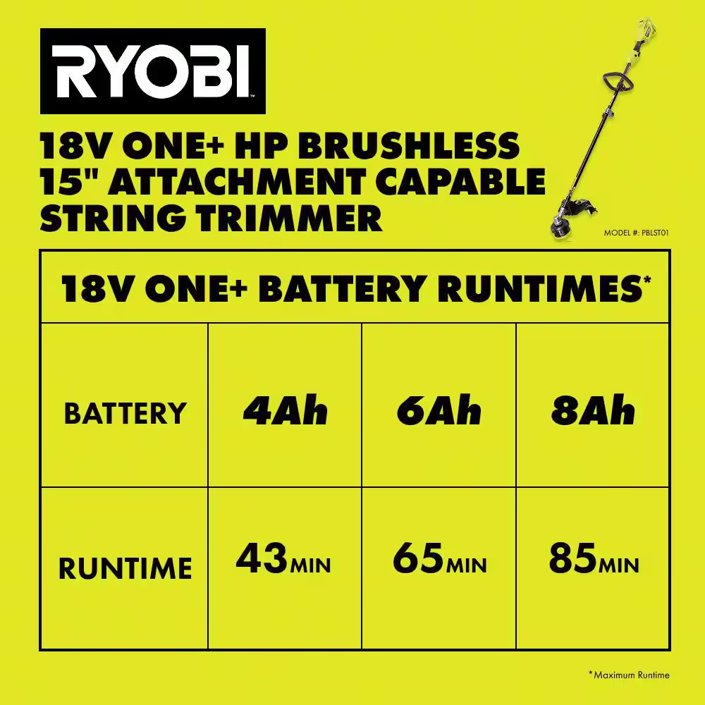 ONE+ HP 18V Brushless 15 In. Attachment Capable String Trimmer and Edger Attachm