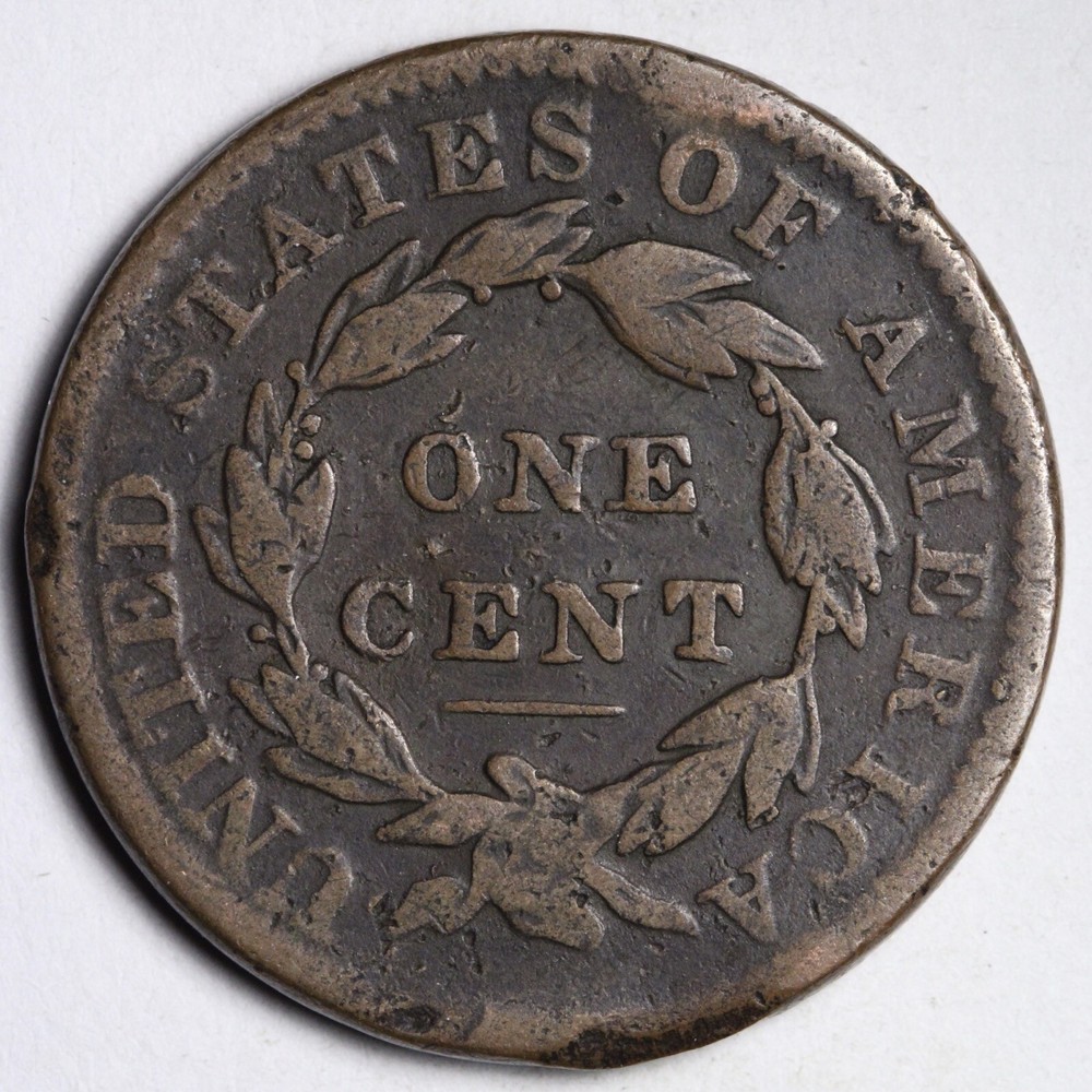 1833 Coronet Head Large Cent CHOICE VG E145 TB