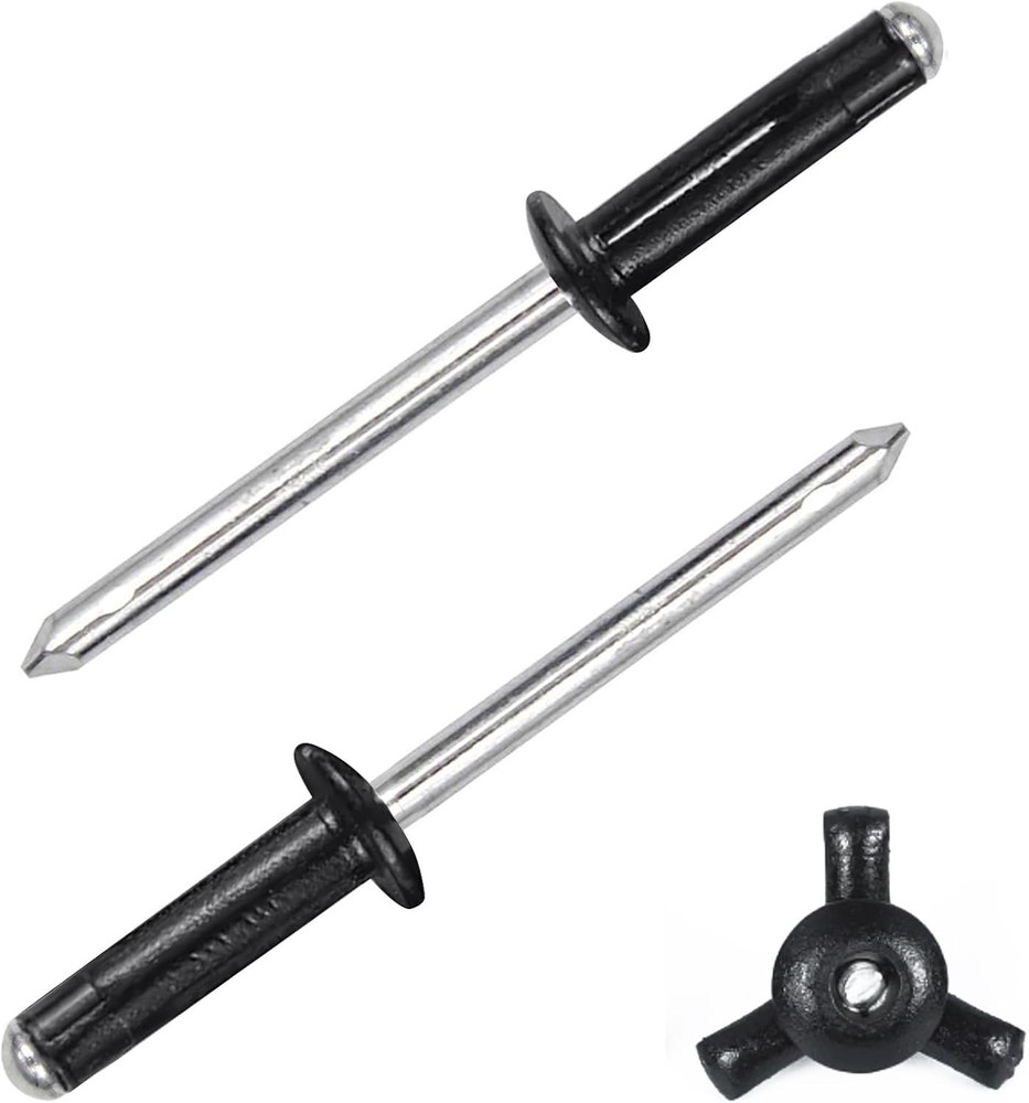 3/16" x 5/8" Tri-Fold Rivets Assortment - 60Pcs,Black Tri-fold Exploding Pop.