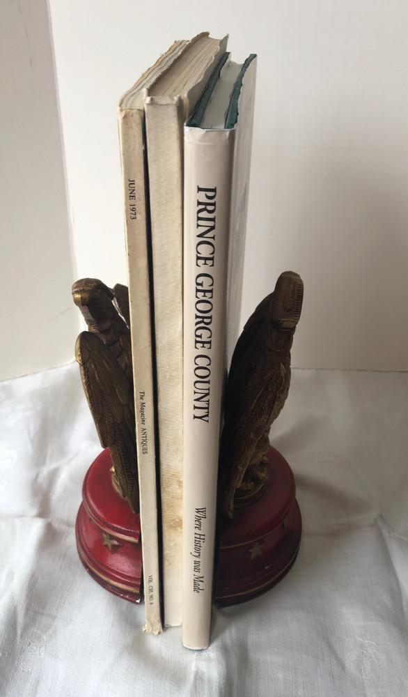 Pair Sexton USA Z Metal Eagle Bookends, Signed