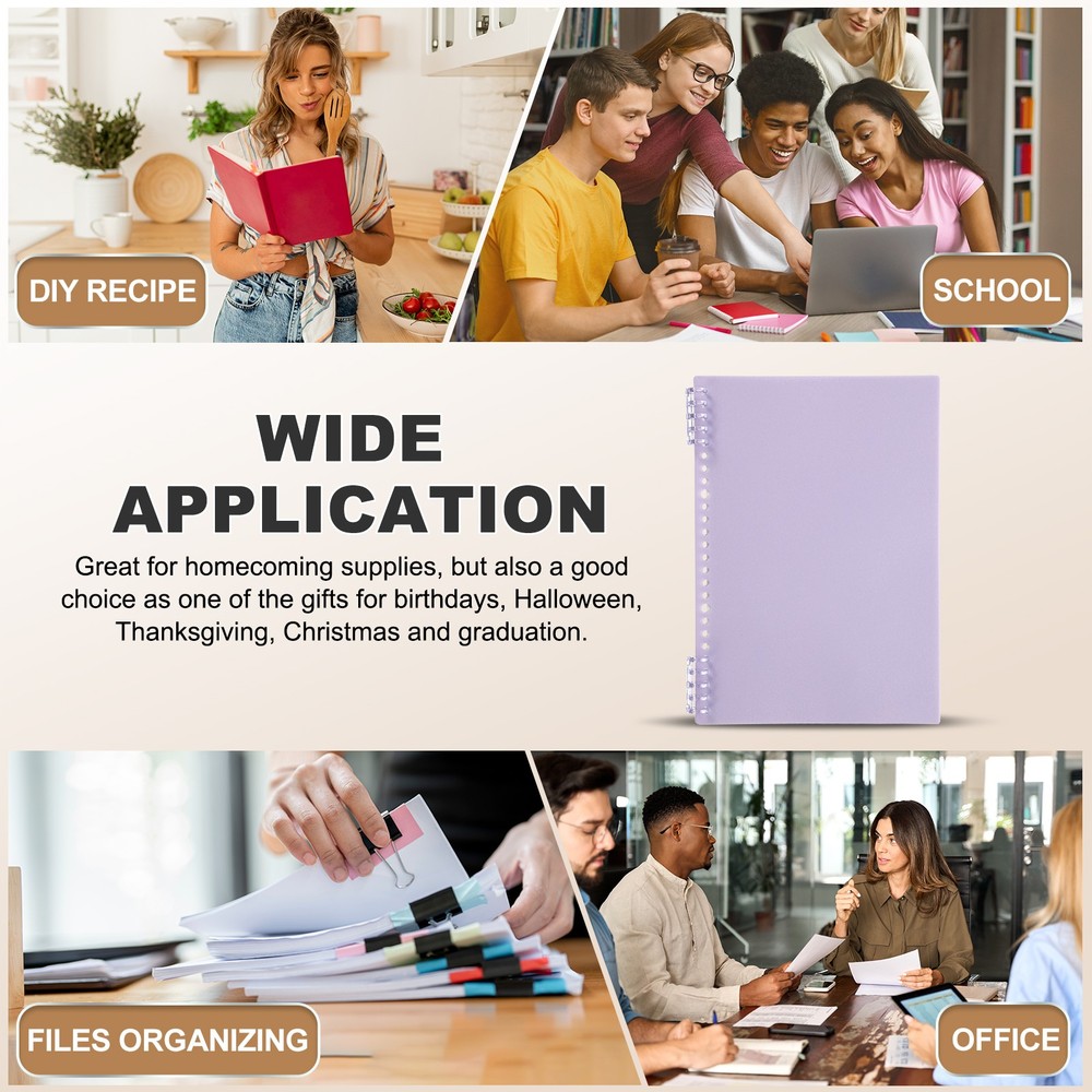 12 Pack B5 22 Mil Plastic Notebook Binder Covers with Binding Comb, Light Purple