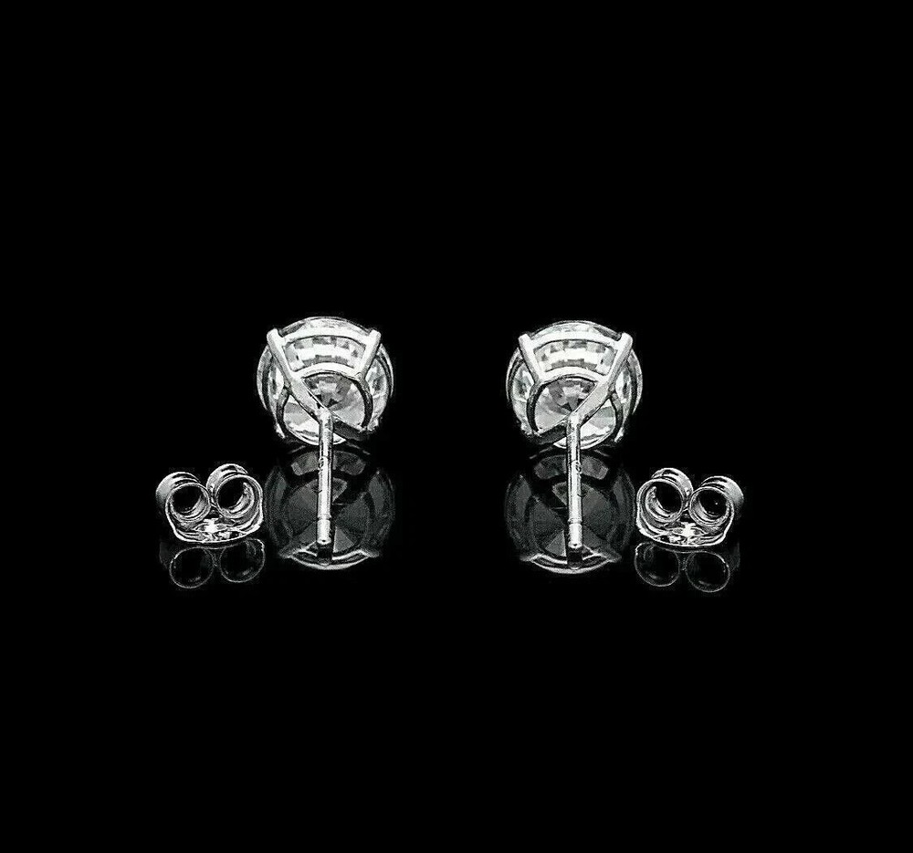 2Ct Lab-Created Diamond Solitaire Push Back Stud Earrings 14K White Gold Finish