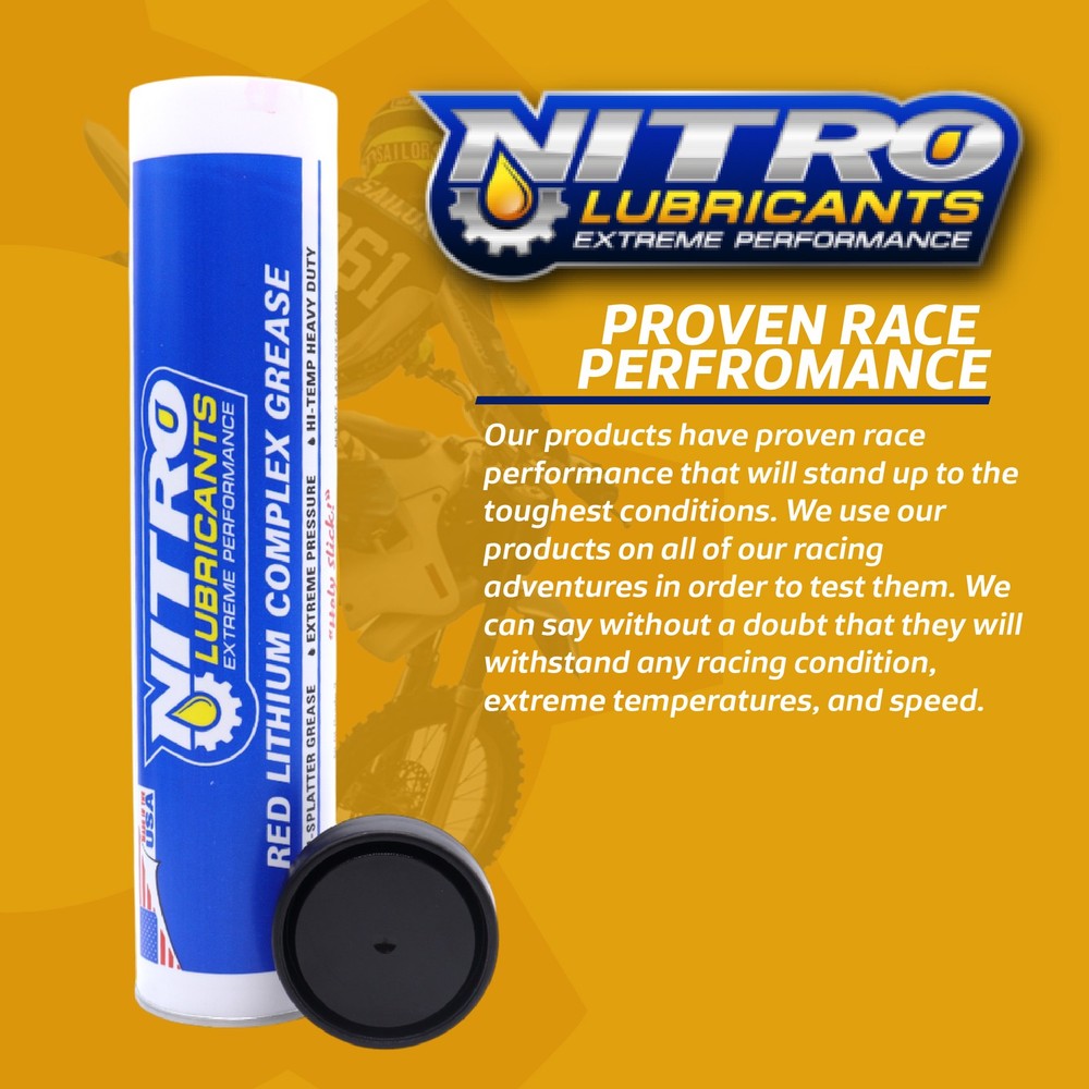 Nitro Lubricants Red Lithium Complex Grease – 14oz Heavy-Duty (NLGI #2)