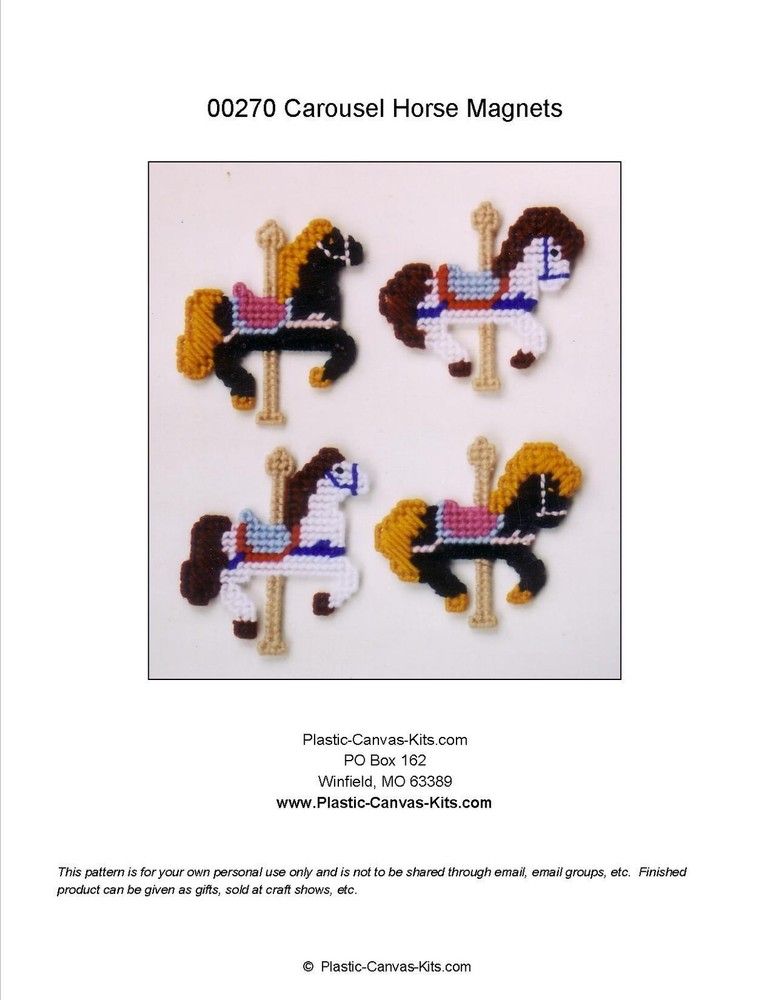 Carousel Horse Magnets- Plastic Canvas Pattern or Kit