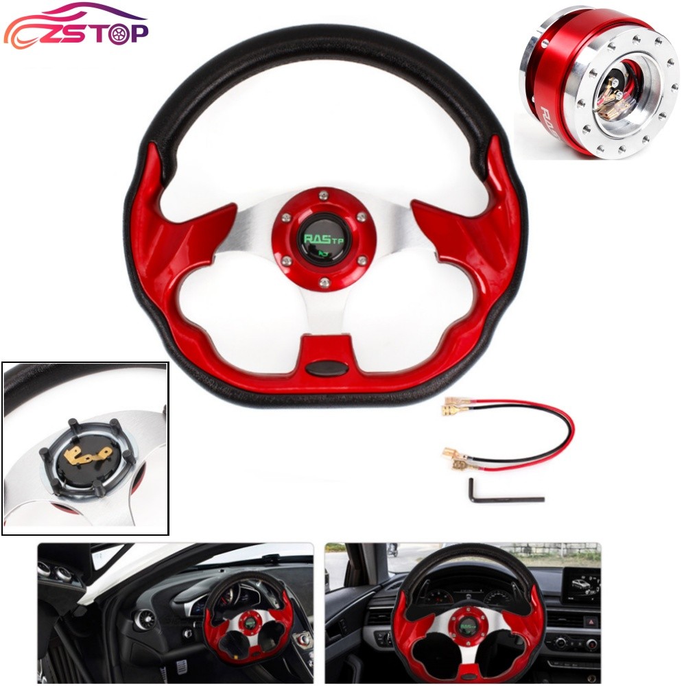 13" Aluminum Universal D Shape Racing Steering Wheel w/Quick Release Adapter Kit