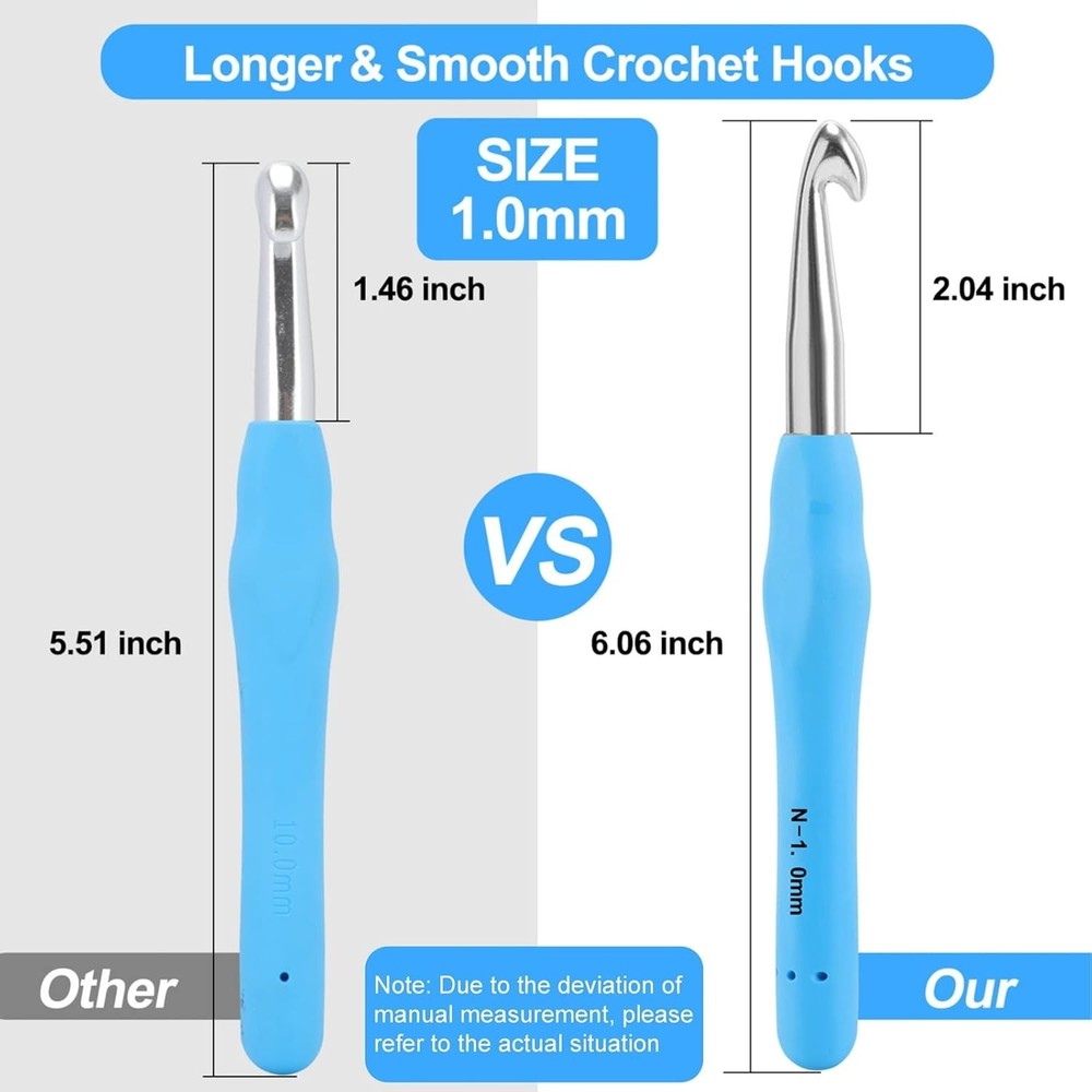 Professional Extra Long 10mm Crochet Hooks, Ergonomic Handle Set for Beginner...