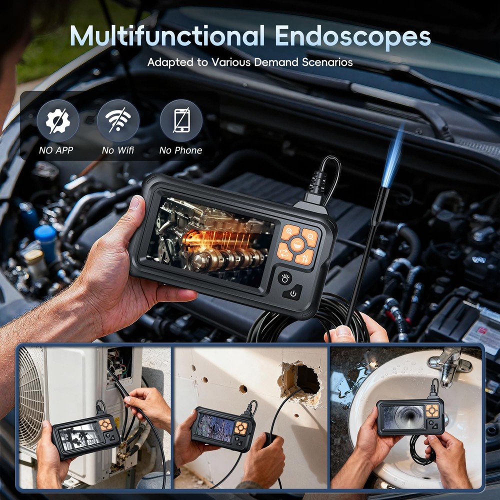 SKYBASIC Industrial Endoscope Borescope Camera with Light, 4.3'' HD Digital H...