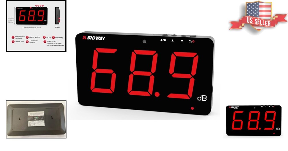Modern 30-130dB Sound Level Meter - Alarm, Automatic Operation, USB-Powered