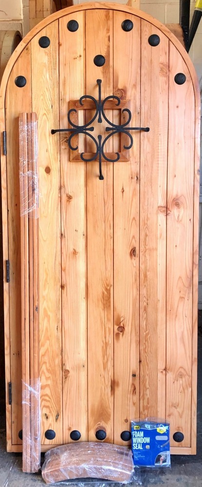 Rustic solid alder lumber arched door solid wood storybook castle winery