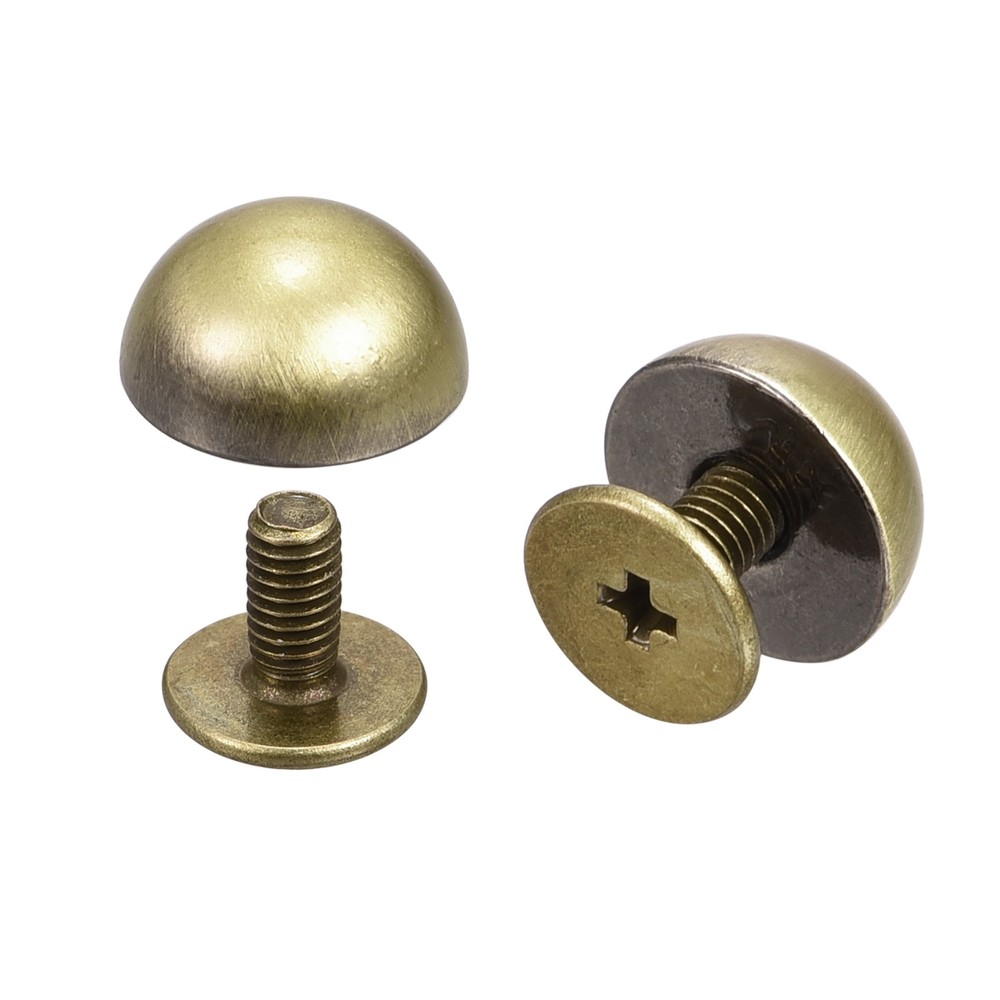 10x6mm Back Screw Rivets Solid Round Head Leather Studs Tanned 10 Sets
