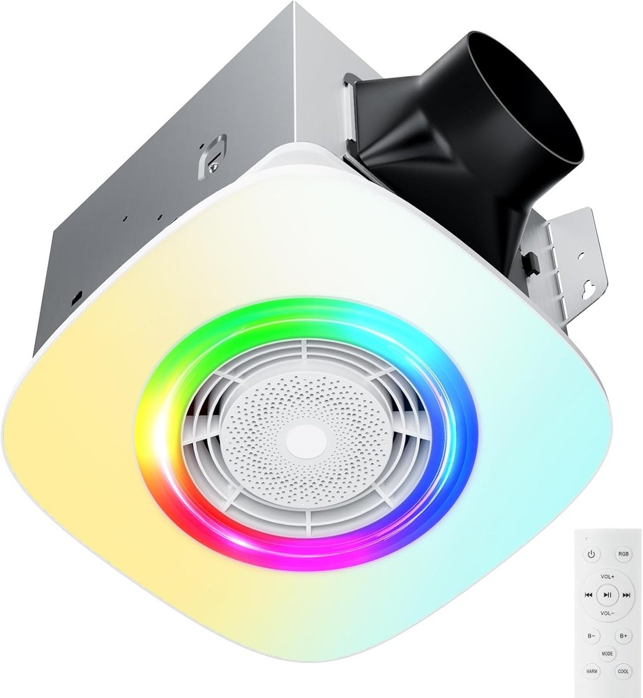 110CFM Bath Fan with Bluetooth Speaker RGB Light