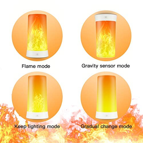 LED Flame Effect Light, Flame Lamp 4 Modes USB Button Control - 2 Pack