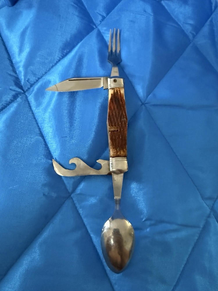 Stainless Steel Folding Knife Spoon Fork Bottle Opener