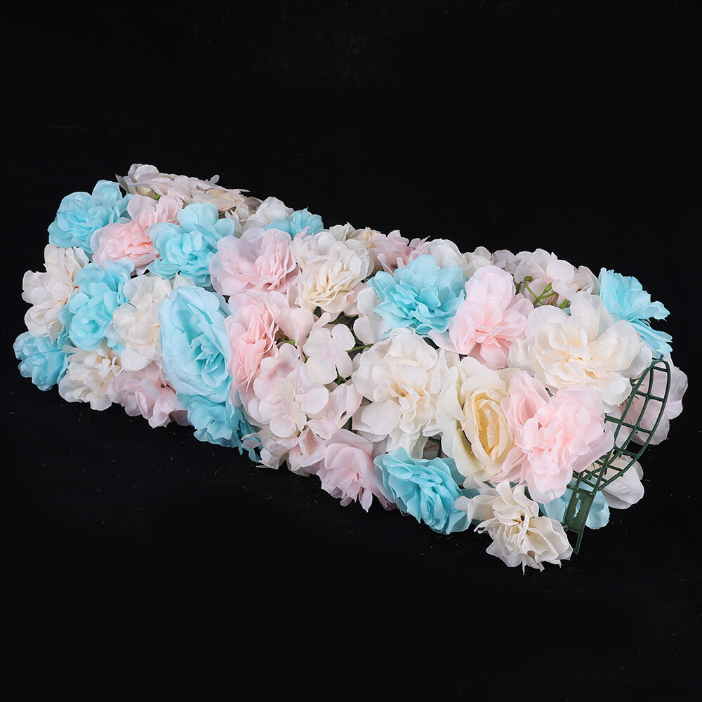 12PCS Artificial Flower Wall Panel White Hydrangea Rose Wedding Backdrop Decor