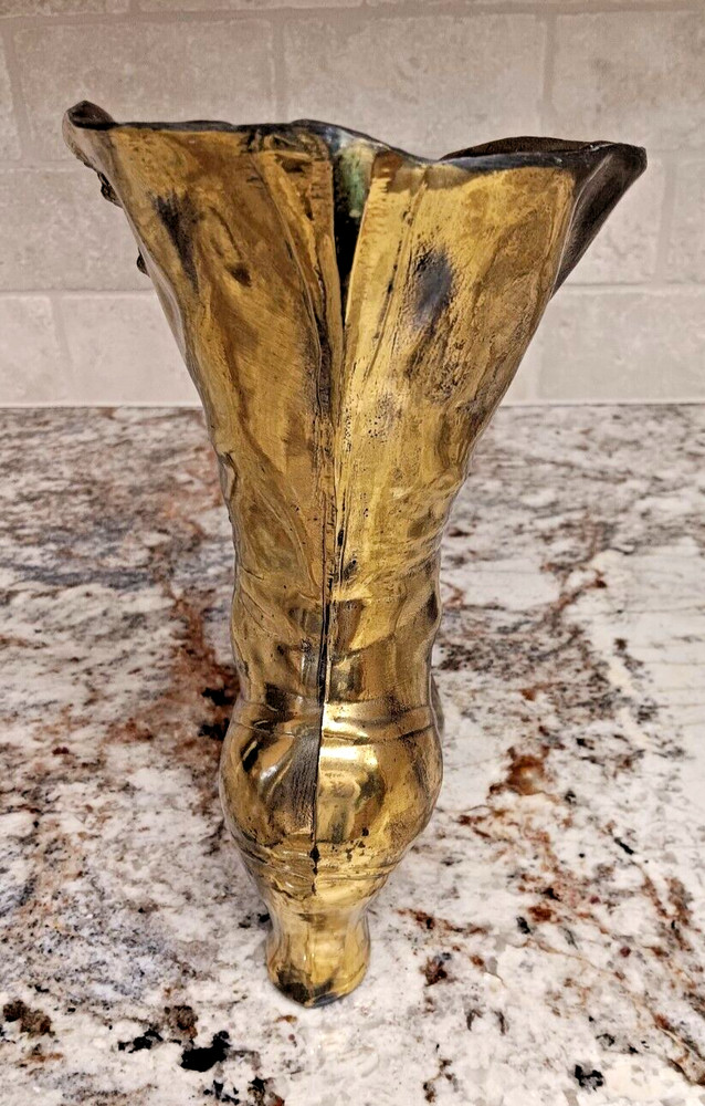 "Decorative Solid Brass Victorian Button Up Boot - 10 tall"