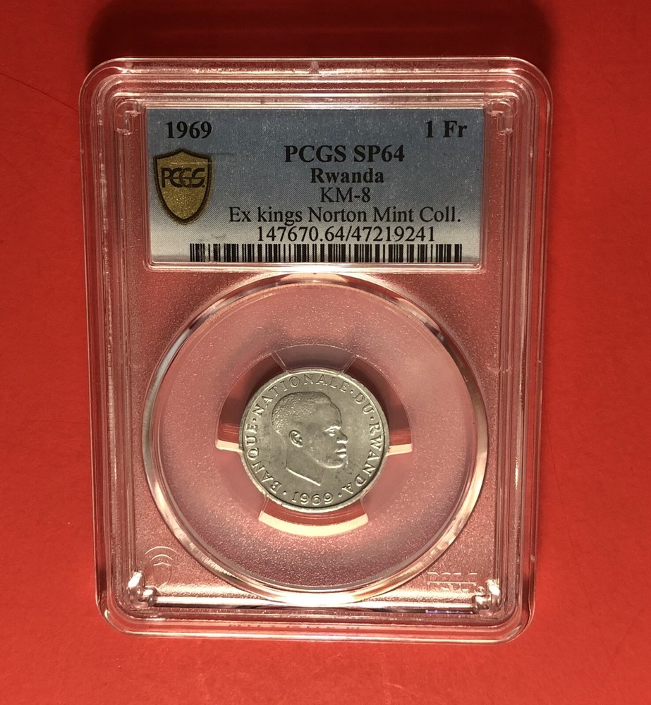 RWANDA-1969-1 FRANC COIN, GRADED BY PCGS SP64.