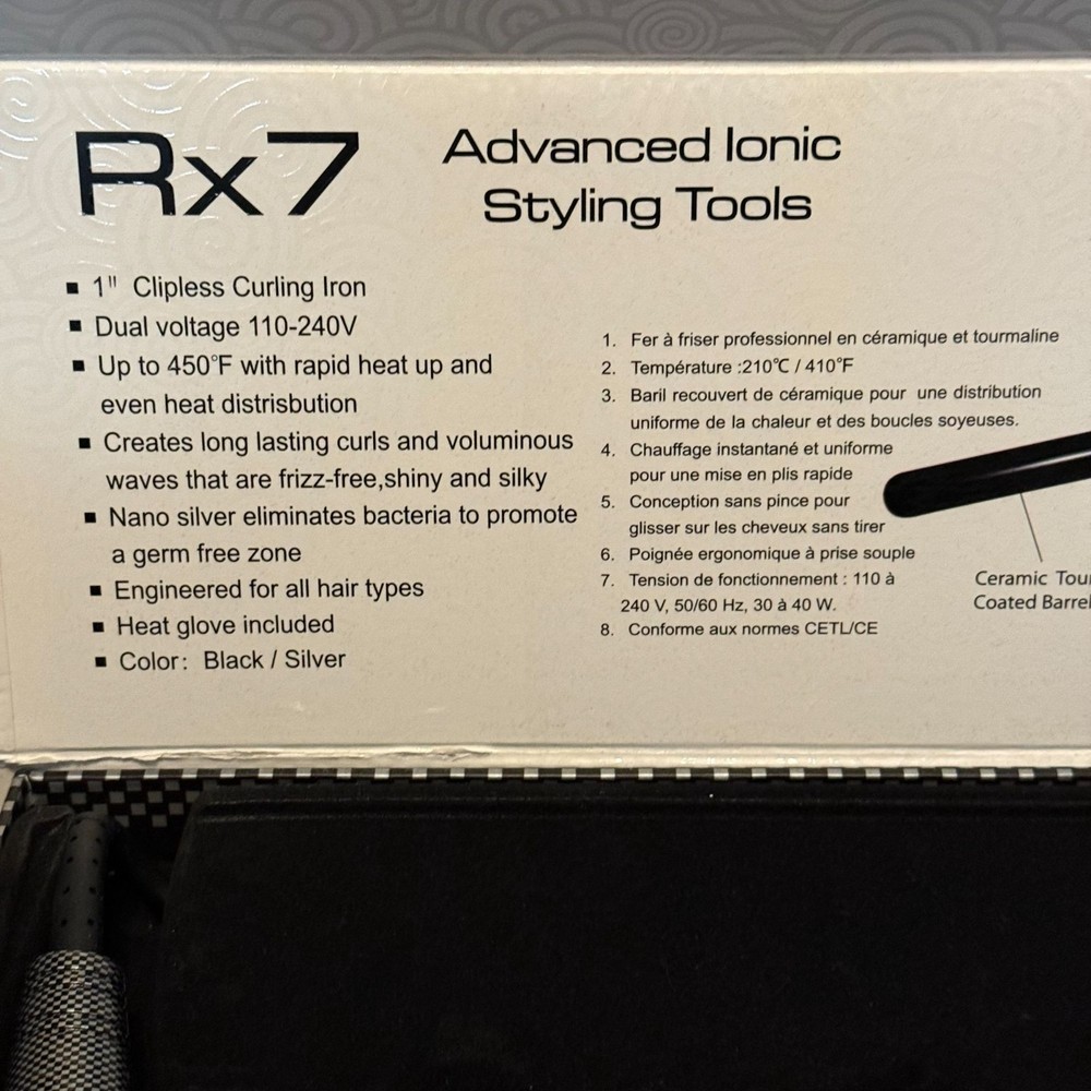 Rx7 Advanced Ionic 1" Clipless Curling Iron - Ceramic Tourmaline Coated Barrel