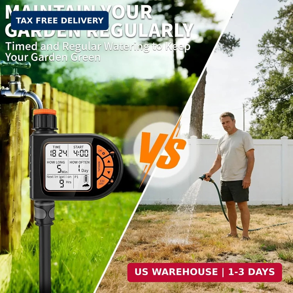Sprinkler Timer for Garden Hose - Programmable Irrigation Timer with Rain Delay,