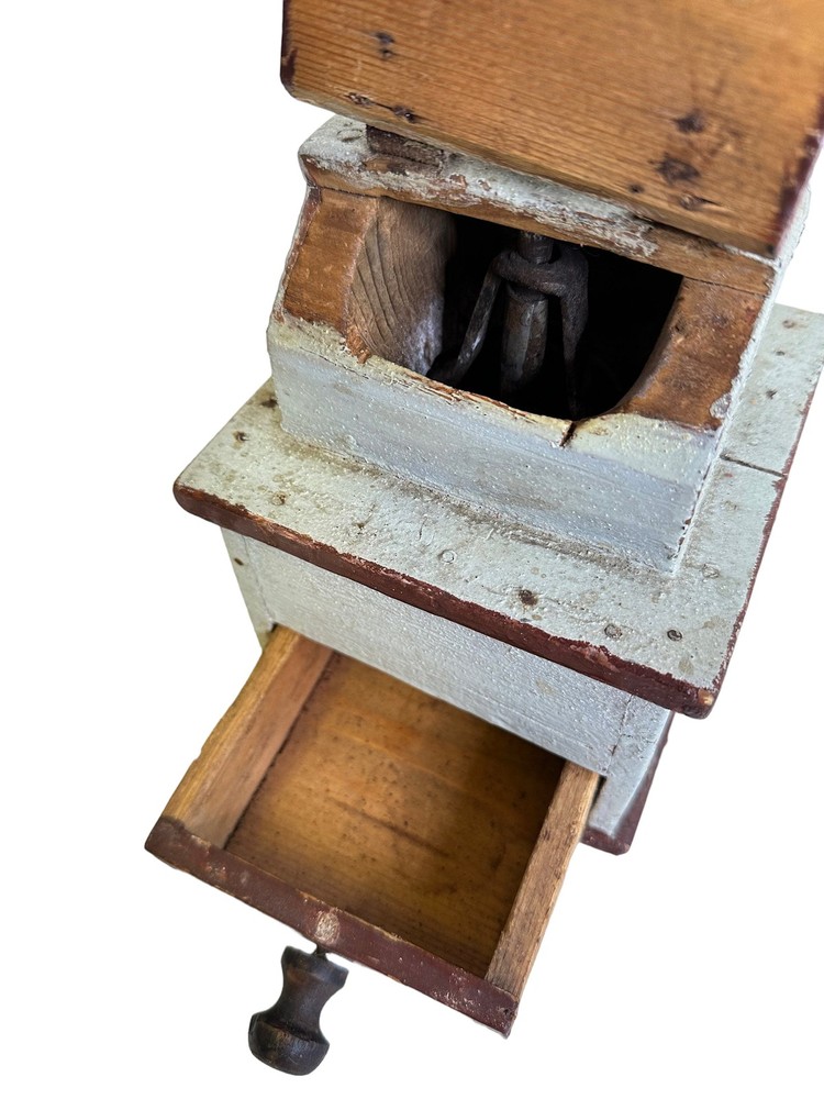 Antique coffee grinder from 1800s - Norwegian Primitive and rustic tool -