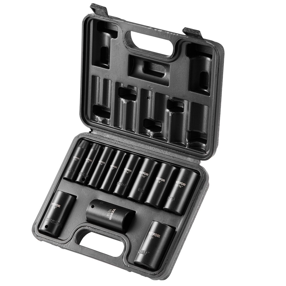 3/8" Drive Impact Socket Set 11 Piece Deep Socket Set SAE 5/16"-1" 6 Point