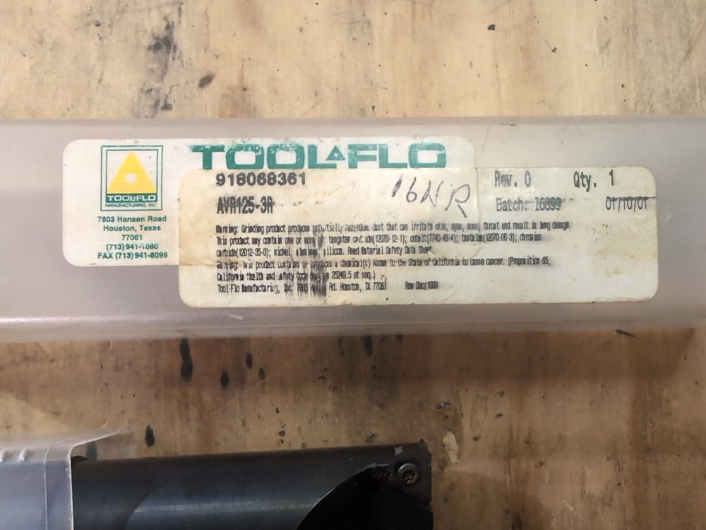 Tool-Flo AVR125-3R Grooving Or Threading Bar For NR Style Inserts