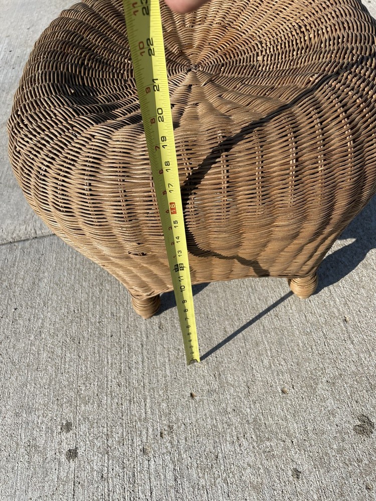 Unique Vintage Boho Rattan Wicker Ottoman NL